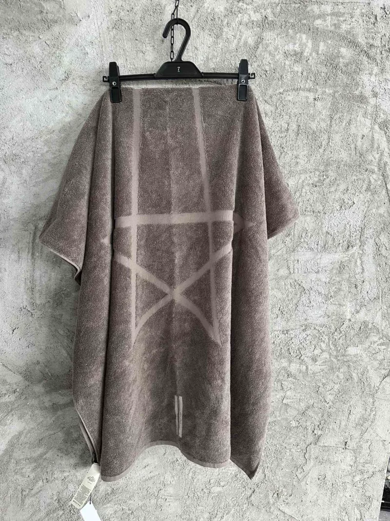 Rick Owens Серое махровое полотенце-плед с пентаграммой