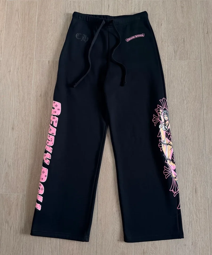 Черные спортивные штаны Chrome Hearts x Deadly Doll, вид спереди