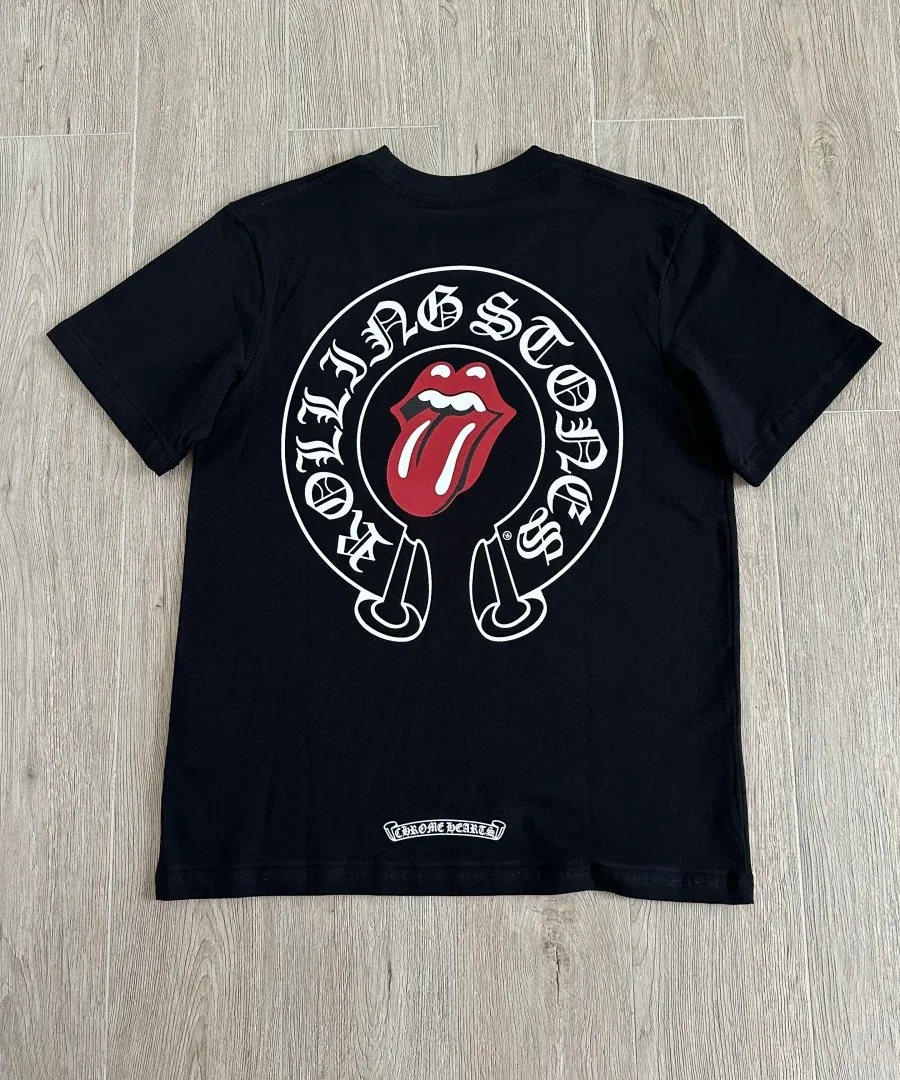 Черная футболка Chrome Hearts x Rolling Stones, вид со спины