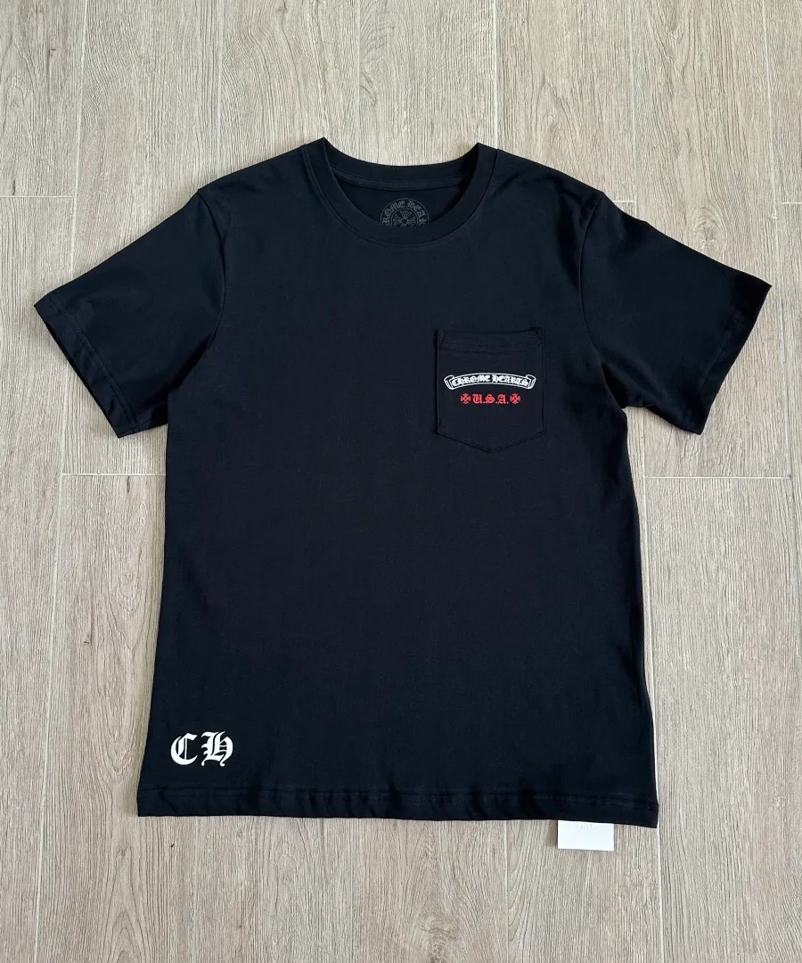 Черная футболка Chrome Hearts, вид спереди