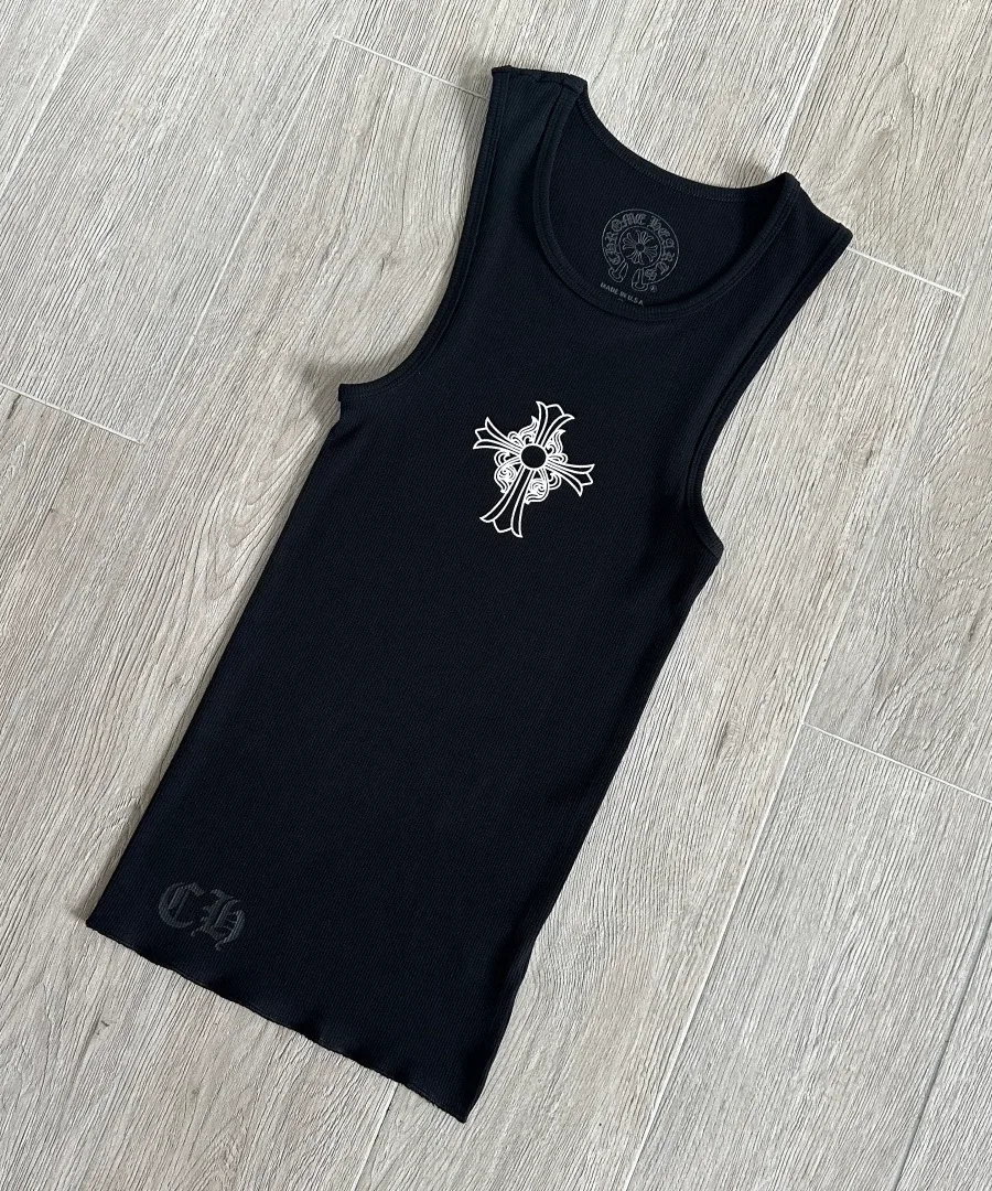 Черная трикотажная майка Chrome Hearts, вид под углом