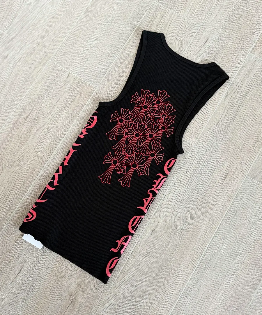 Спинка черной майки Chrome Hearts с принтом