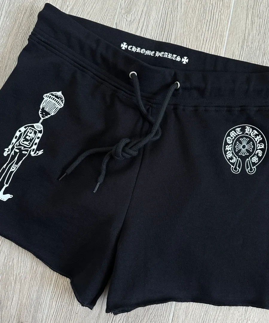 Черные трикотажные шорты Chrome Hearts с принтом на полу
