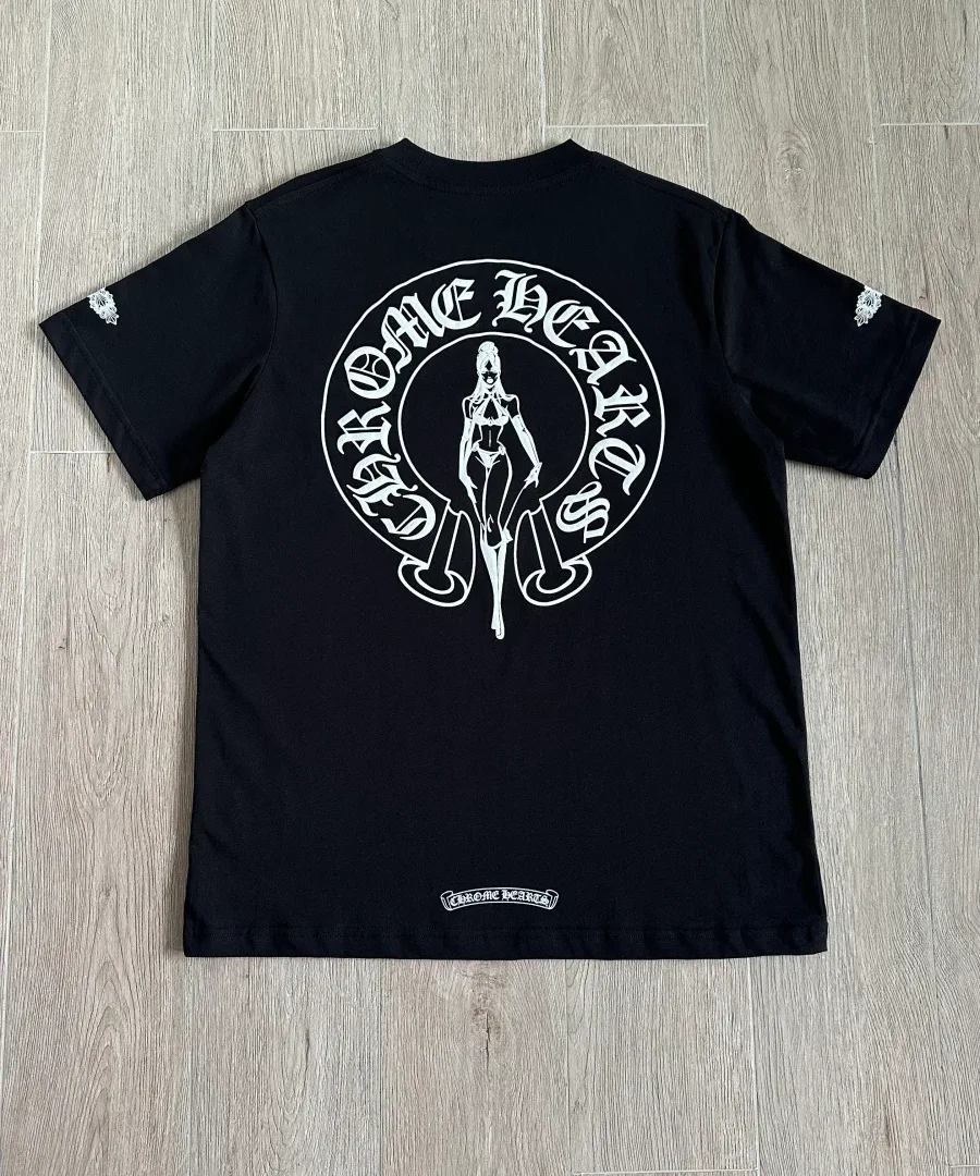 Черная футболка Chrome Hearts Deadly Doll, вид сзади