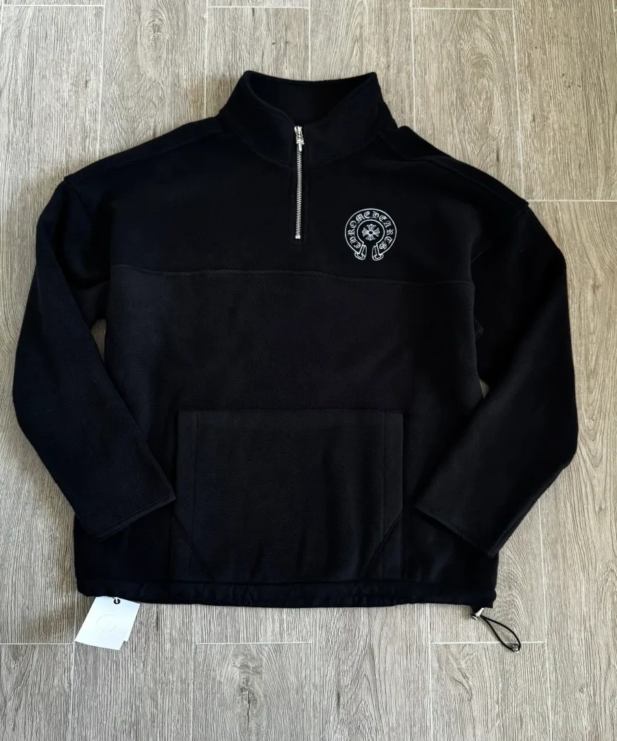 Черный флисовый анорак Chrome Hearts с воротником-стойкой