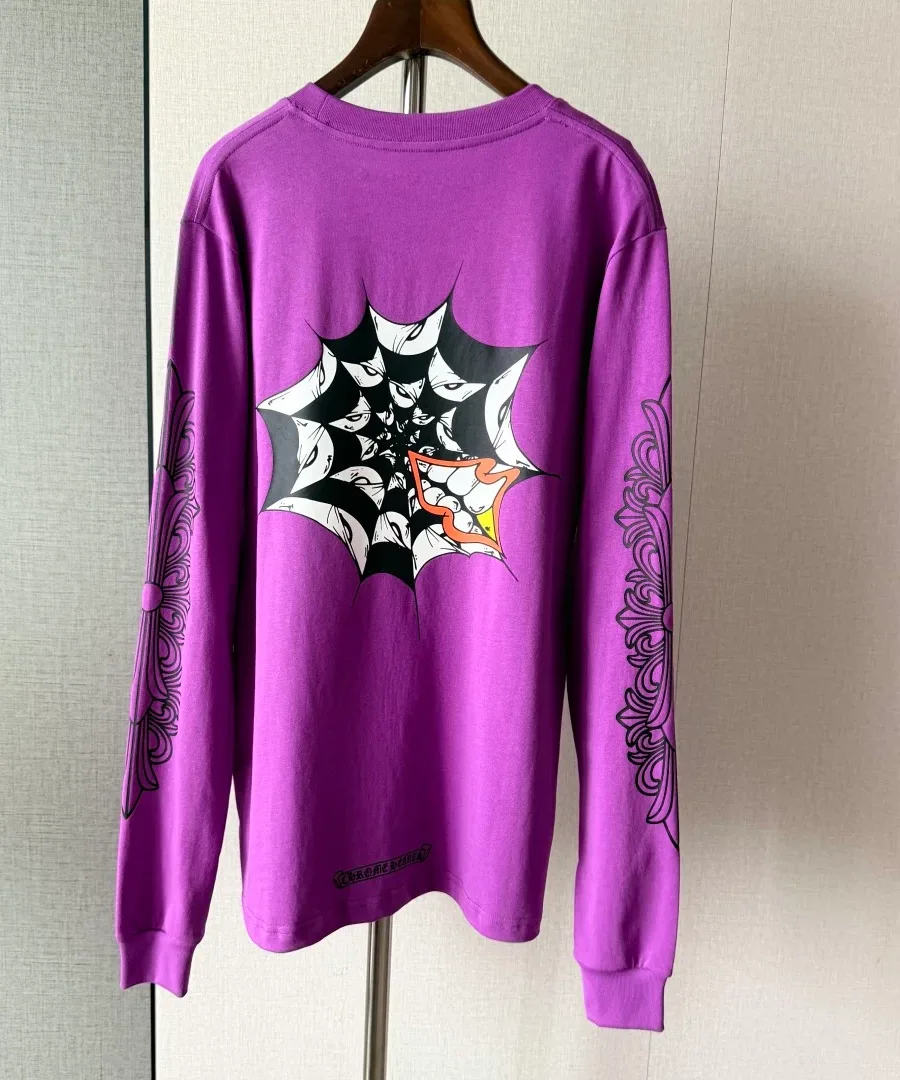 Фиолетовый лонгслив Chrome Hearts Matty Boy Spider Web на вешалке