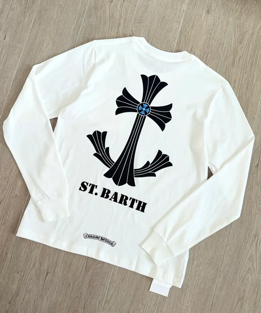 Белый лонгслив Chrome Hearts ST. Barth сзади под углом