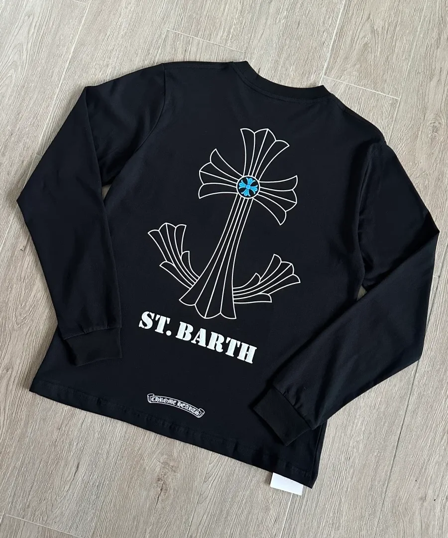 Черный лонгслив Chrome Hearts ST. Barth сзади под углом