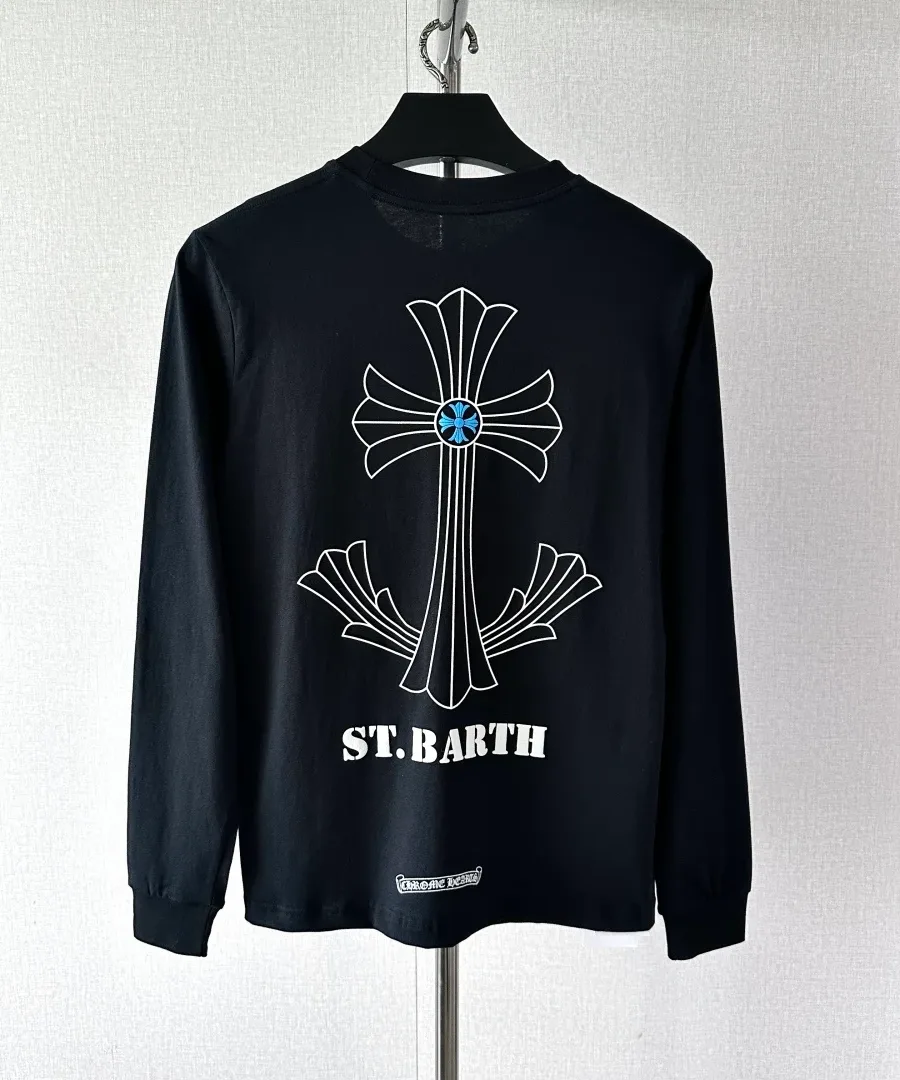Черный лонгслив Chrome Hearts ST. Barth на вешалке, вид сзади