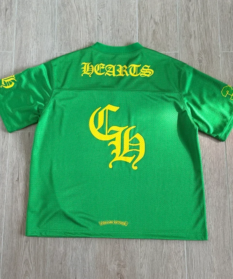 Зеленая сетчатая футболка Chrome Hearts, вид со спины