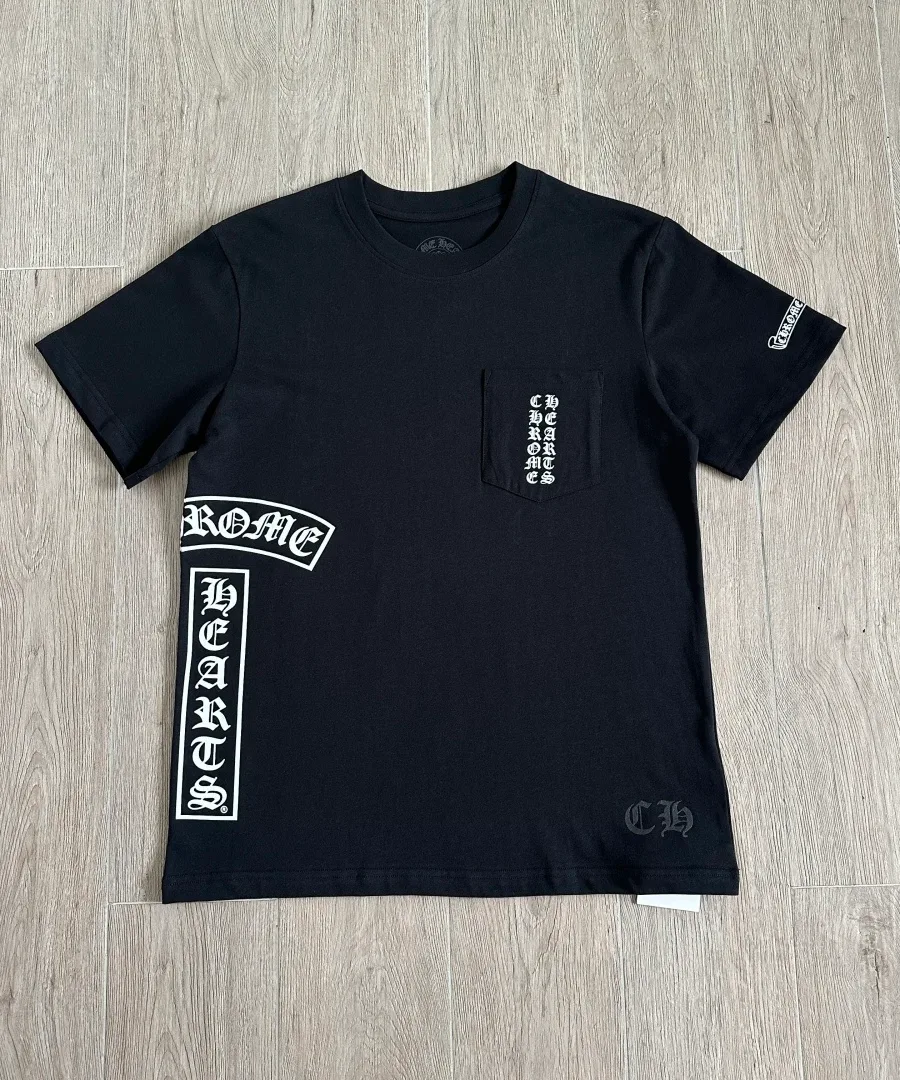 Черная футболка Chrome Hearts с принтом спереди