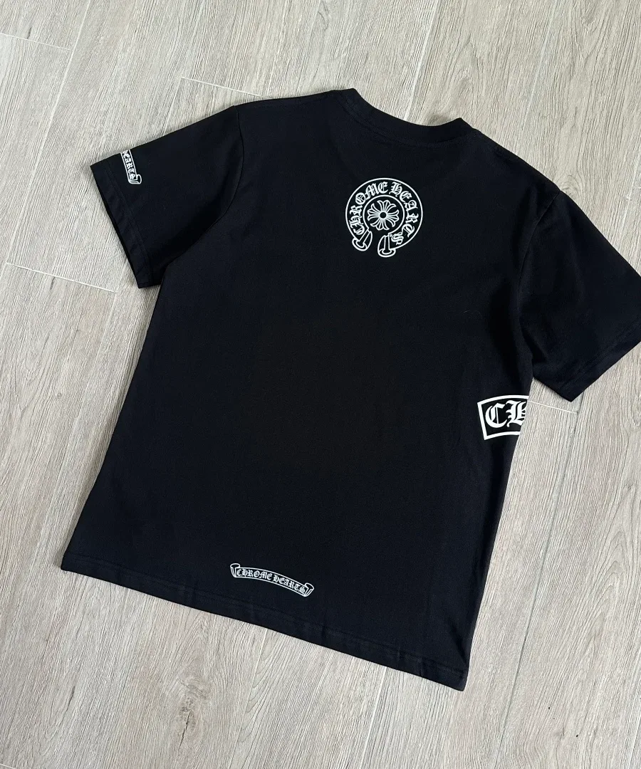 Черная футболка Chrome Hearts с принтом на спине