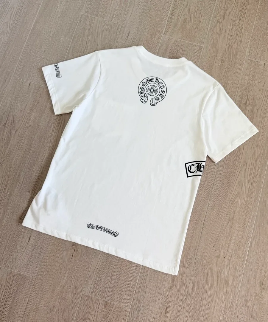 Белая футболка Chrome Hearts с принтом на спине