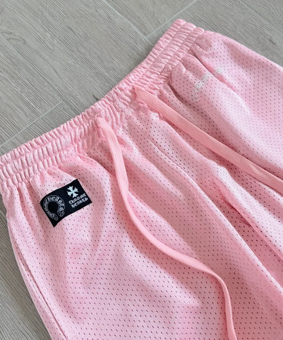 Эластичный пояс розовых штанов Chrome Hearts с нашивкой
