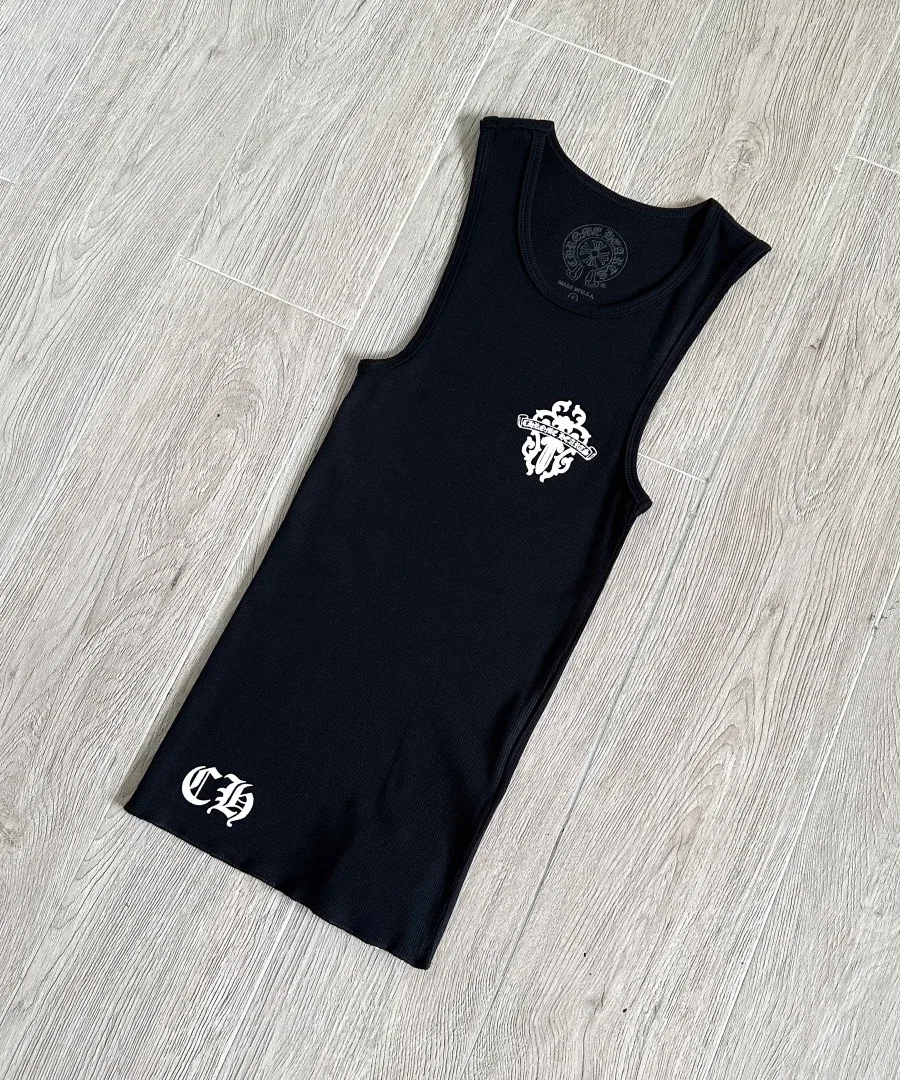 Черная трикотажная майка Chrome Hearts в рубчик