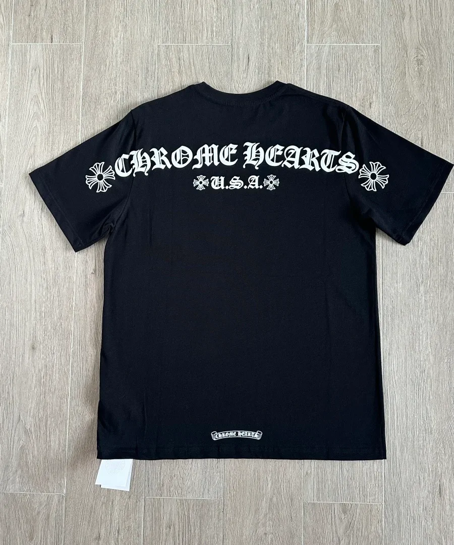 Черная футболка Chrome Hearts сзади
