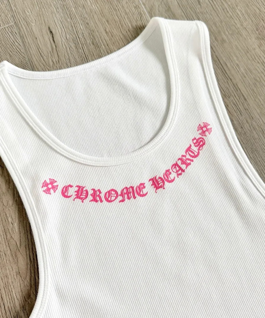 Внутренние бирки белого платья-майки Chrome Hearts