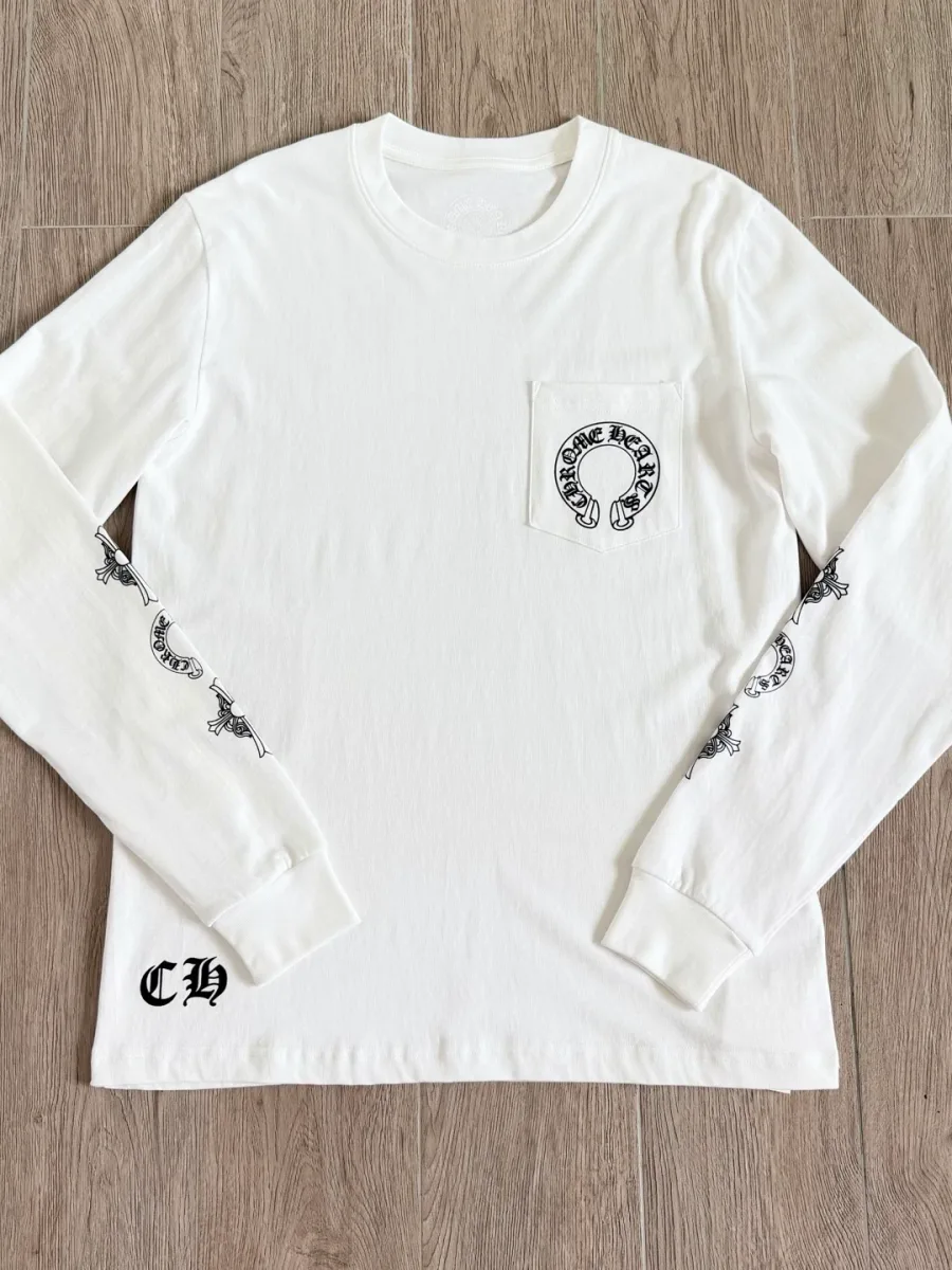 Белый лонгслив Chrome Hearts, вид спереди