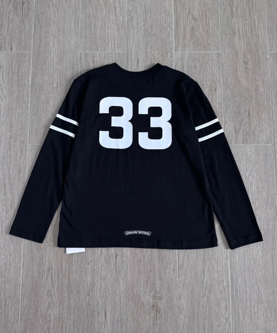 Черный лонгслив Chrome Hearts сзади с принтом 33