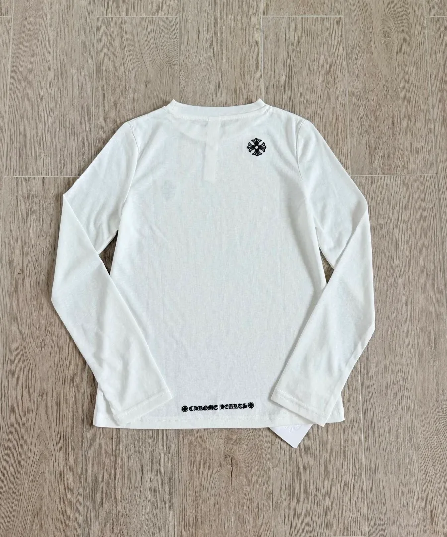 Женский лонгслив Chrome Hearts GRP Y белого цвета, вид сзади