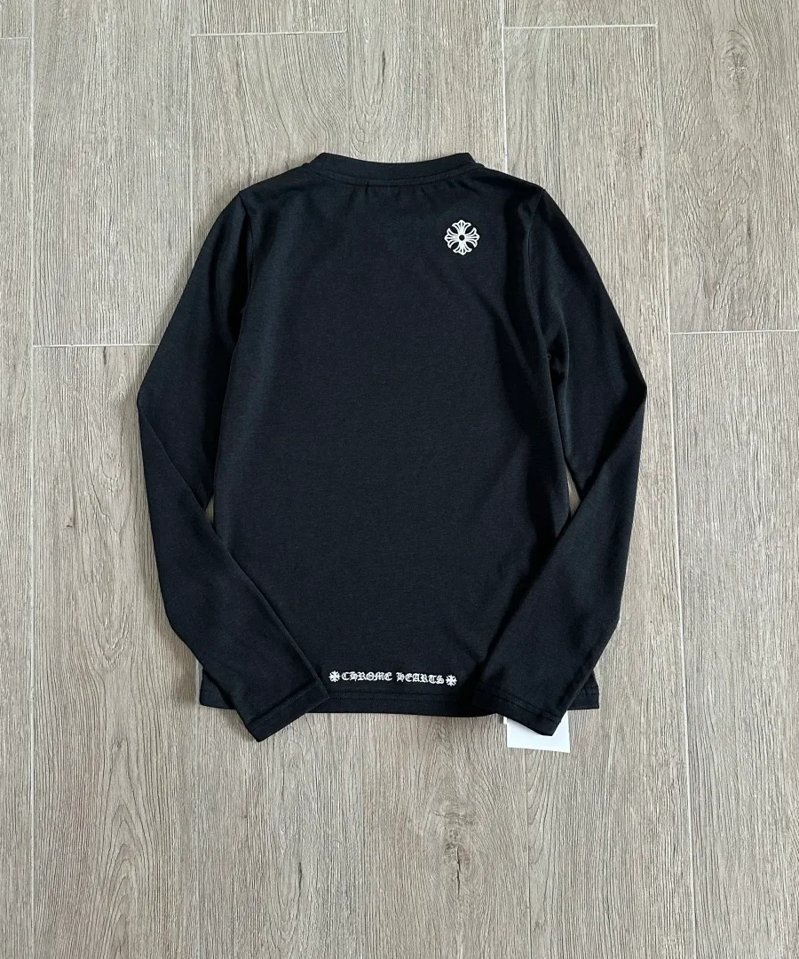 Женский лонгслив Chrome Hearts GRP Y черного цвета, вид сзади