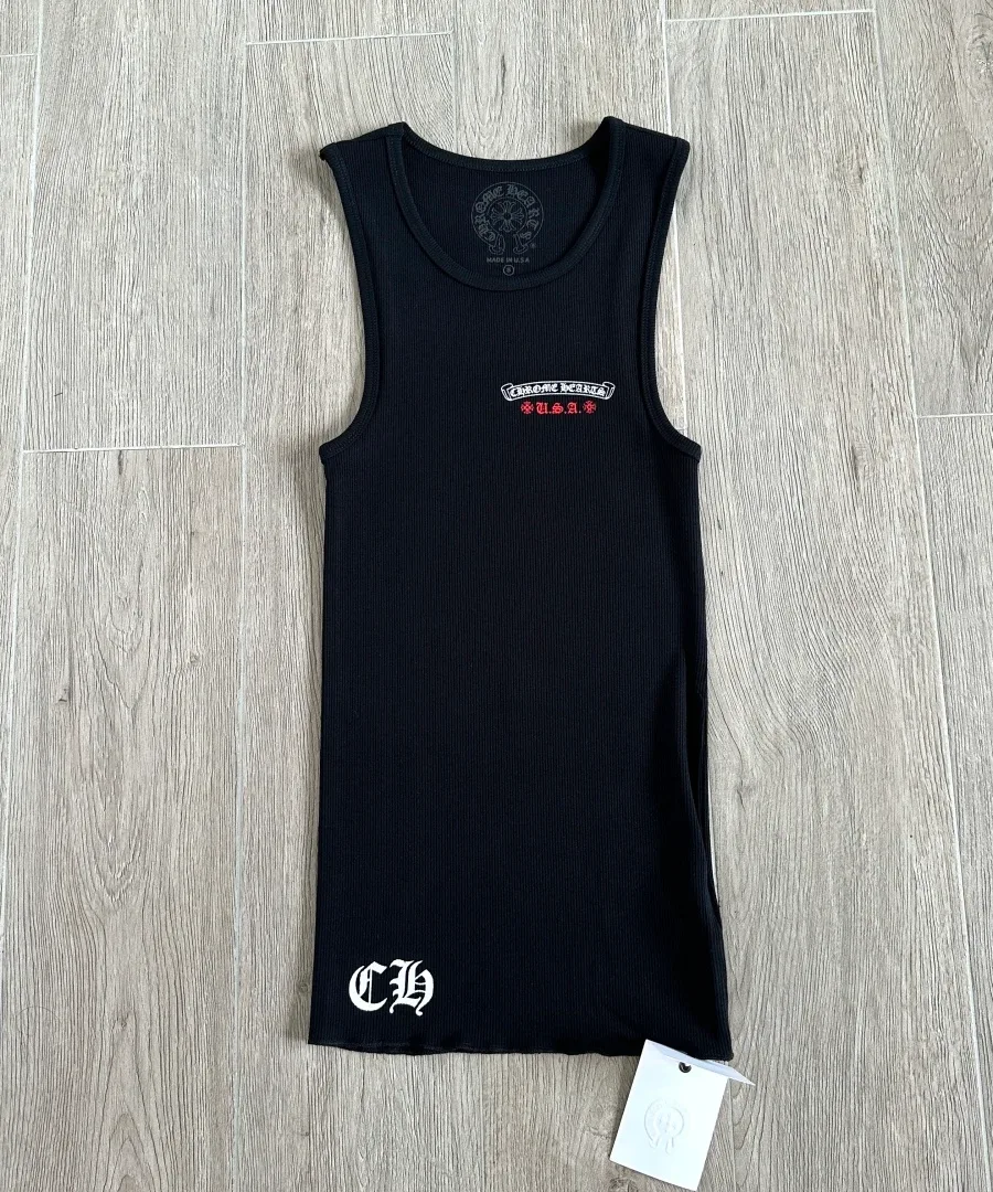 Черное платье-майка Chrome Hearts, вид спереди