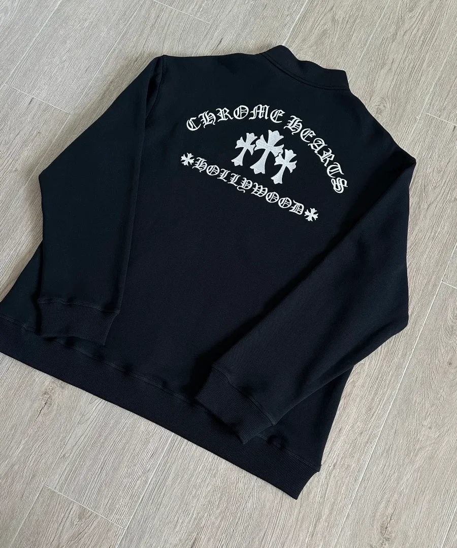 Толстовка Chrome Hearts черного цвета с готической вышивкой на спине