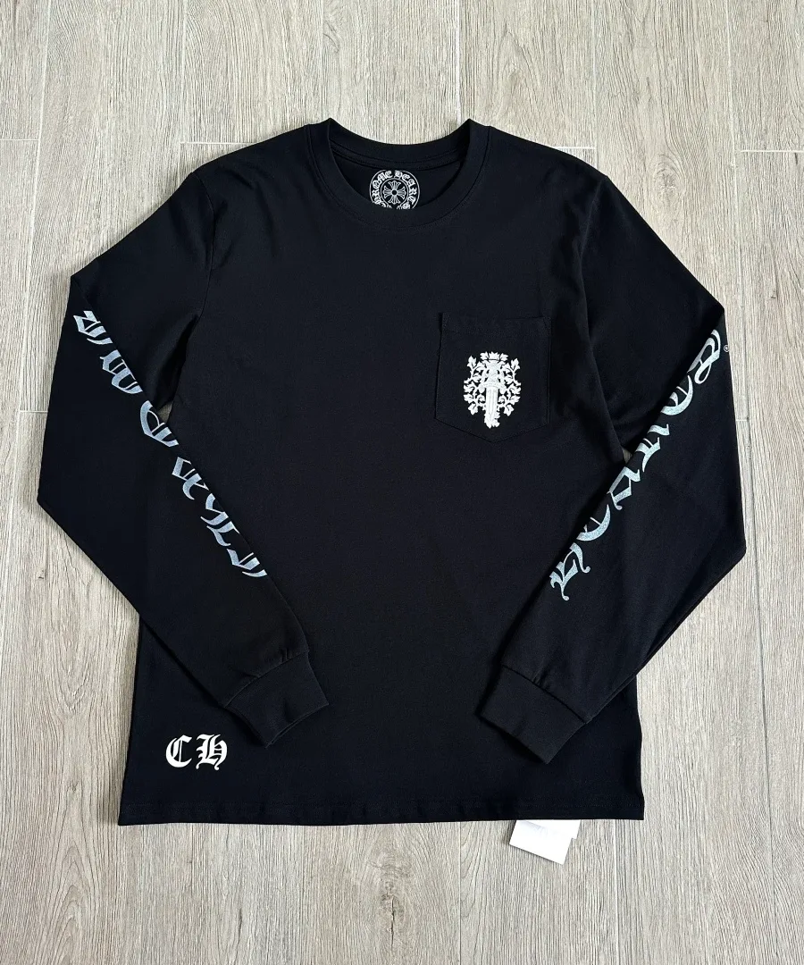 Черный лонгслив Chrome Hearts, вид спереди