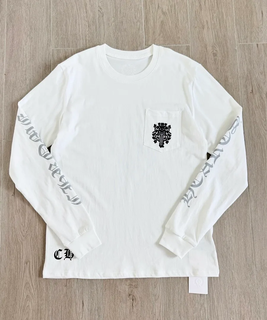 Белый лонгслив Chrome Hearts, вид спереди