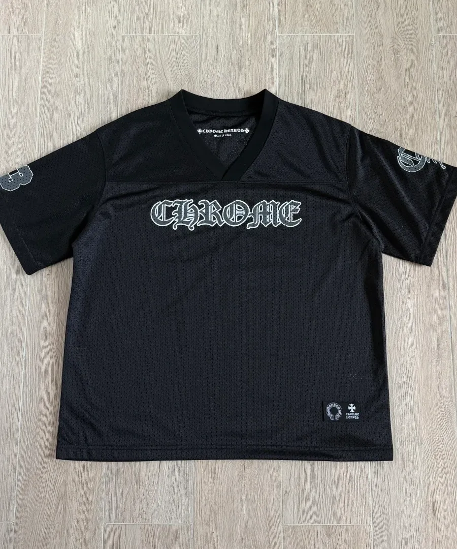Черная сетчатая футболка-джерси Chrome Hearts, вид спереди