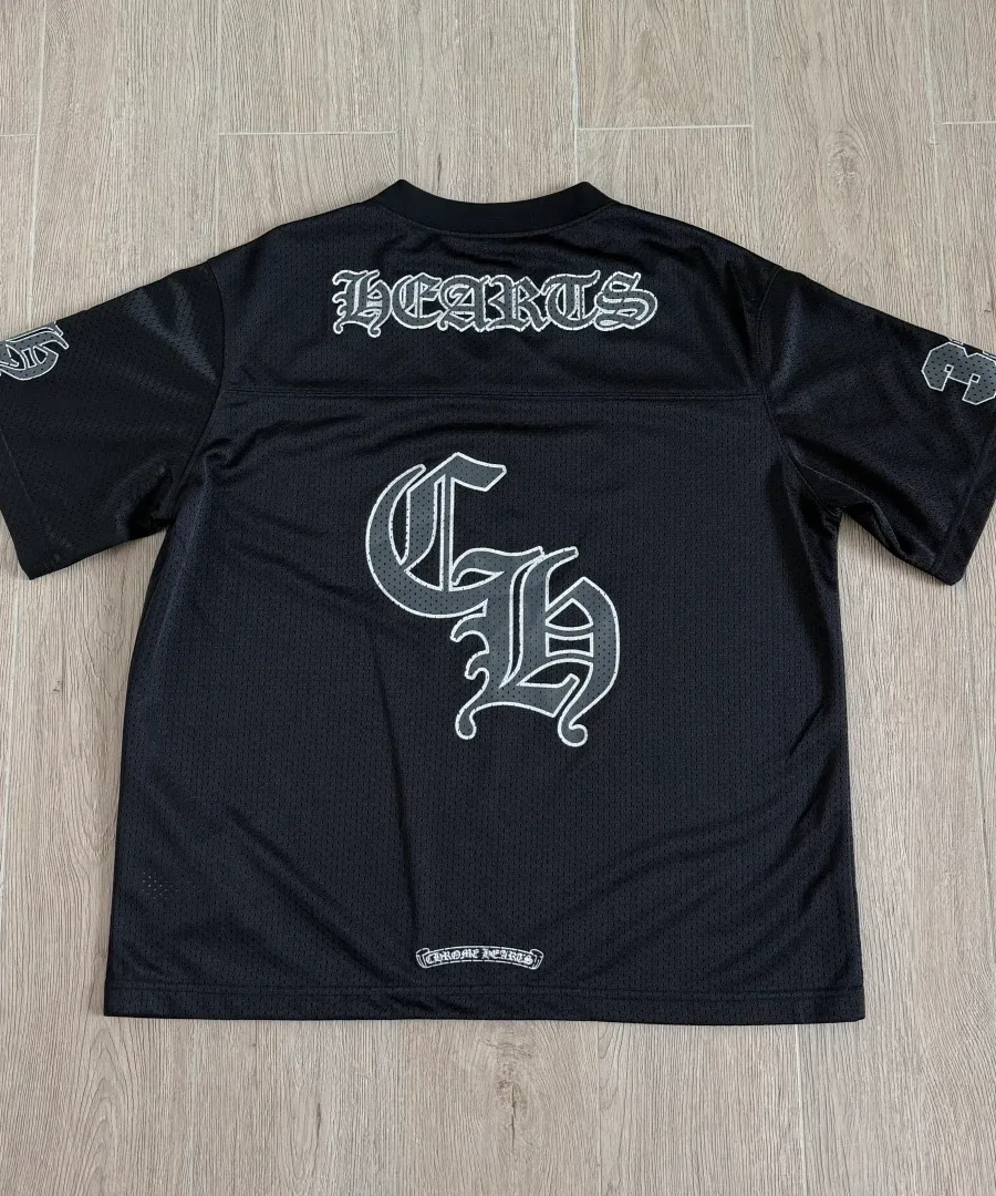 Черная сетчатая футболка-джерси Chrome Hearts, вид сзади