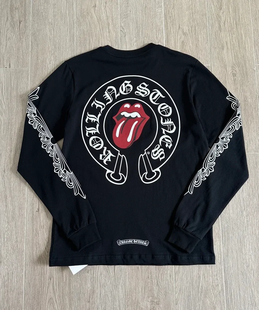 Черный лонгслив Chrome Hearts x Rolling Stones, вид со спины