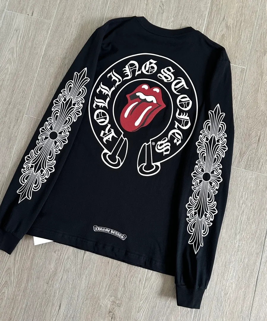 Черный лонгслив Chrome Hearts x Rolling Stones, вид со спины крупным планом