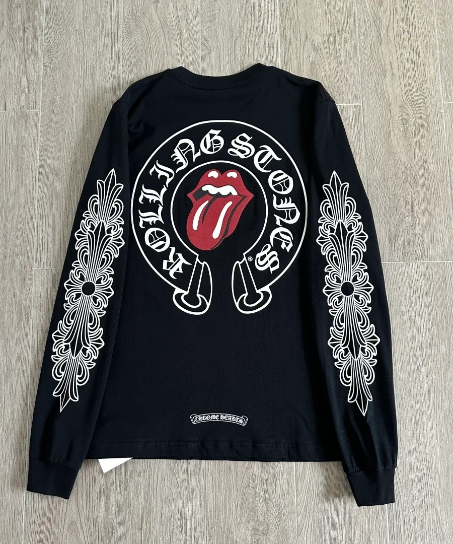 Черный лонгслив Chrome Hearts x Rolling Stones, вид со спины прямо