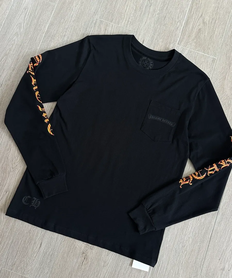 Черный лонгслив Chrome Hearts с накладным карманом