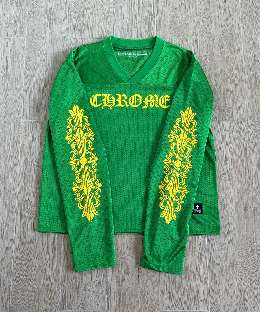 Зеленое сетчатое джерси Chrome Hearts, вид спереди