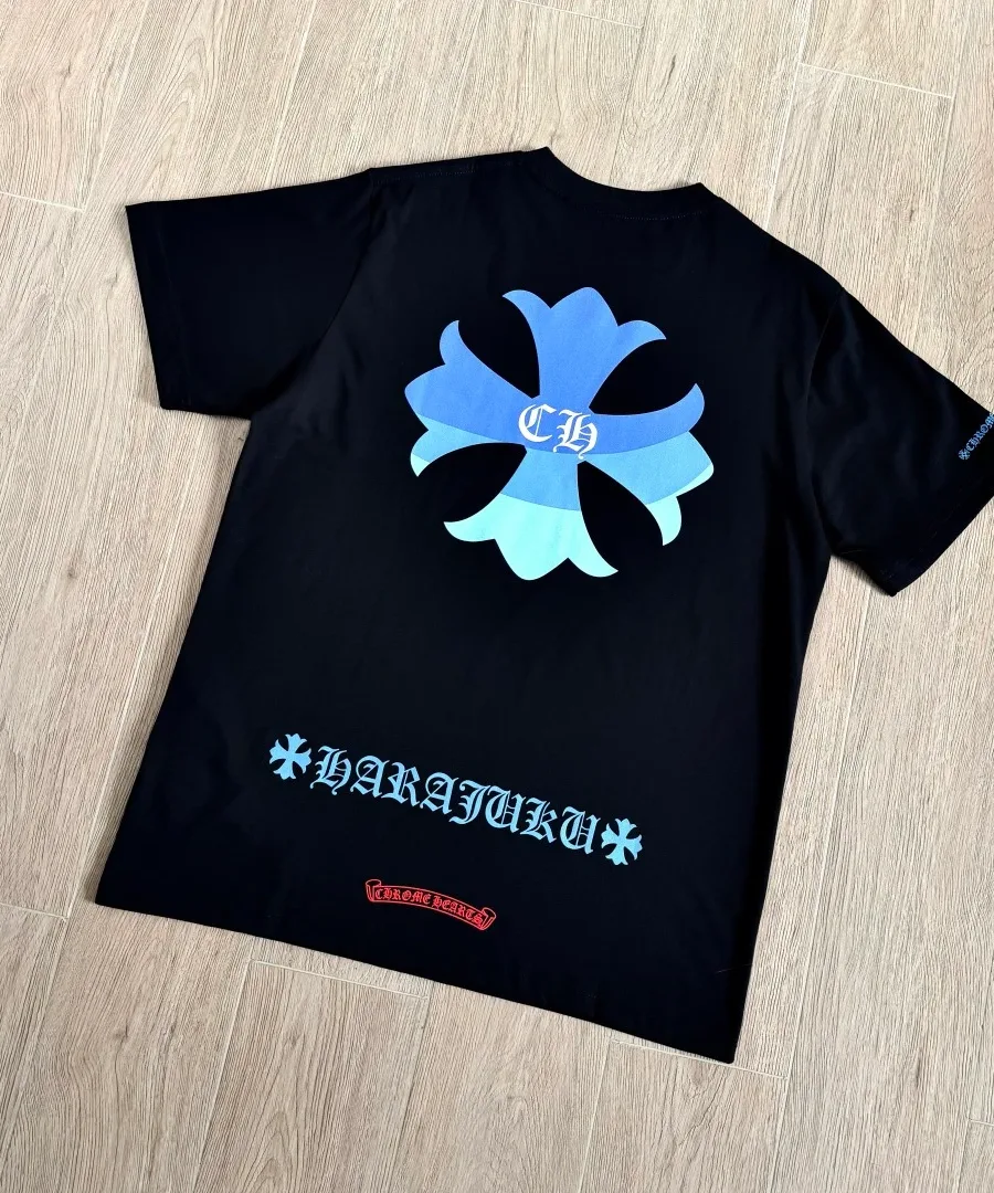 Черная футболка Chrome Hearts Harajuku Limited, вид сзади под углом