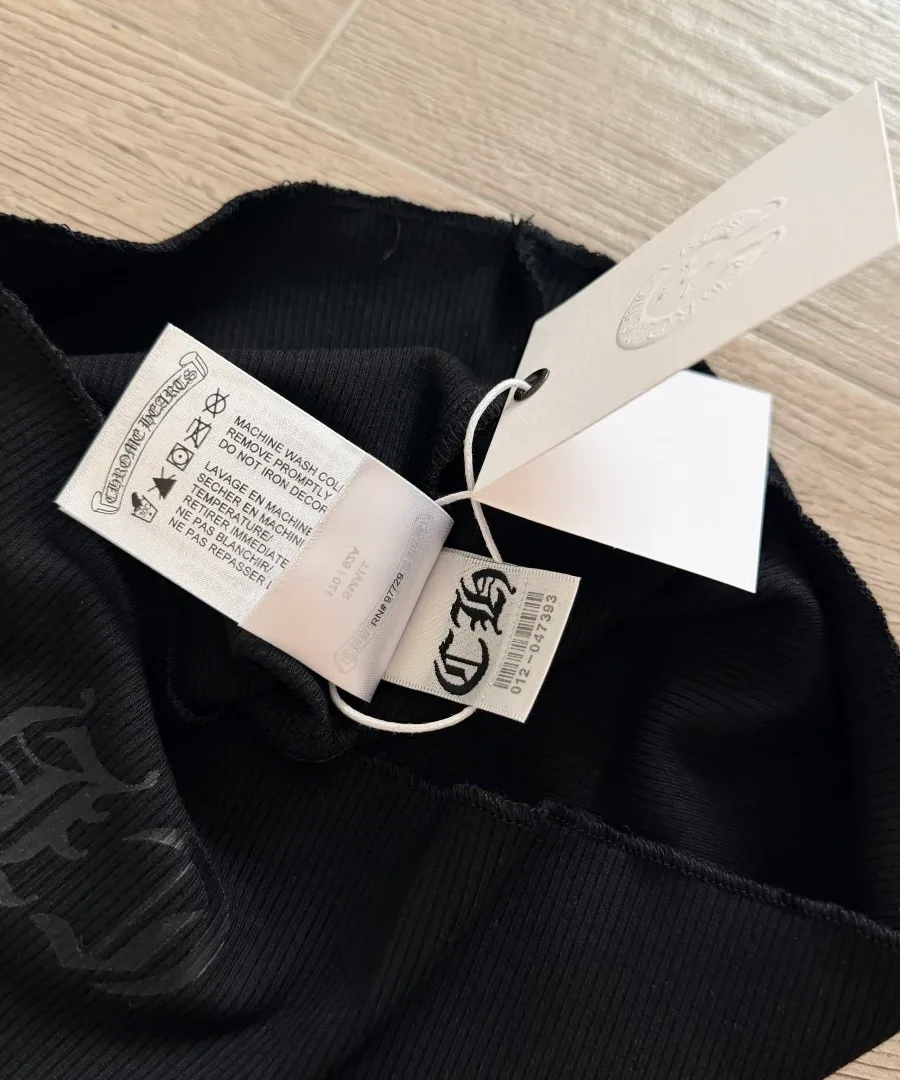Внутренние бирки черного платья-майки Chrome Hearts Deadly Doll