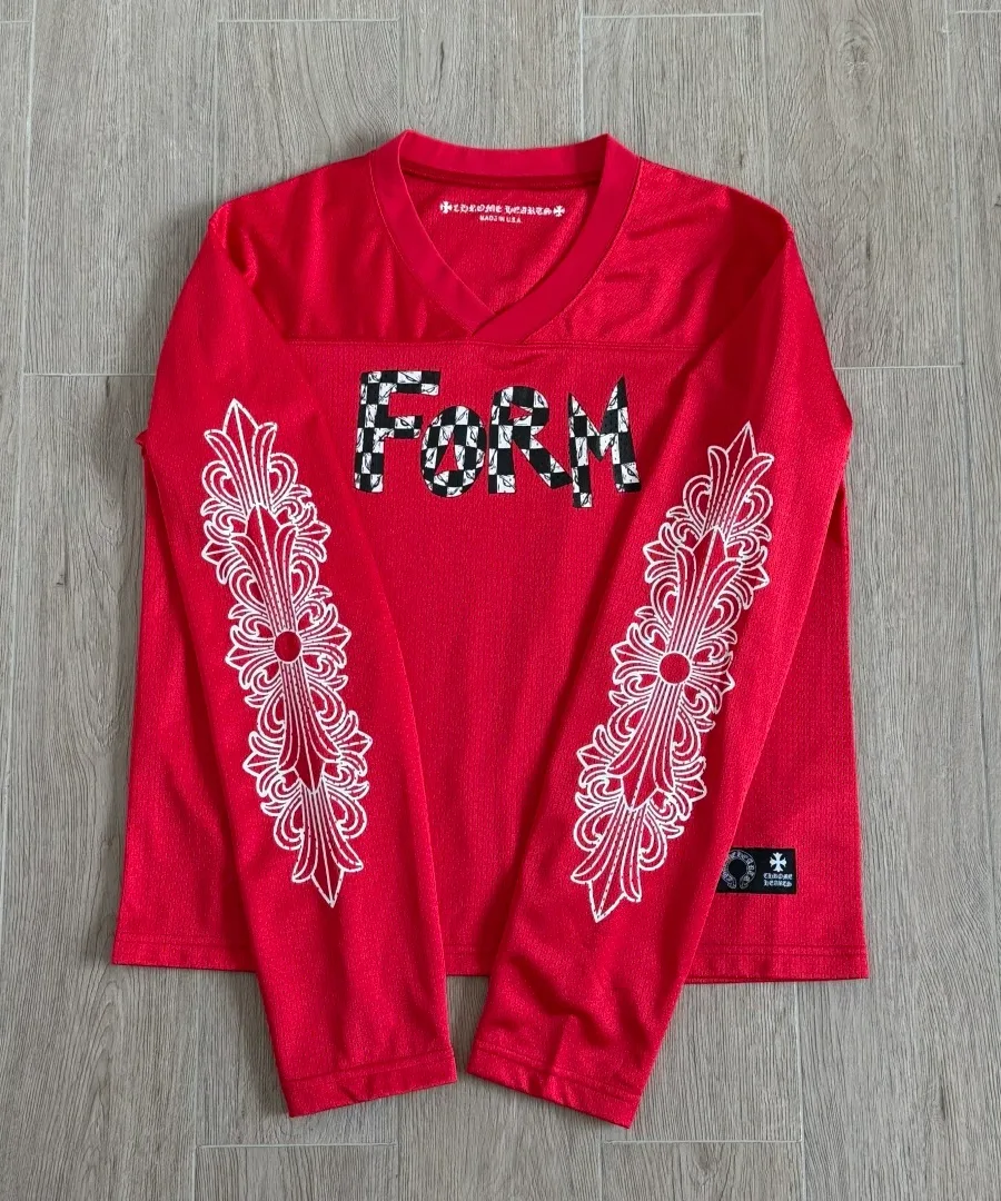 Красный сетчатый лонгслив Chrome Hearts, вид спереди