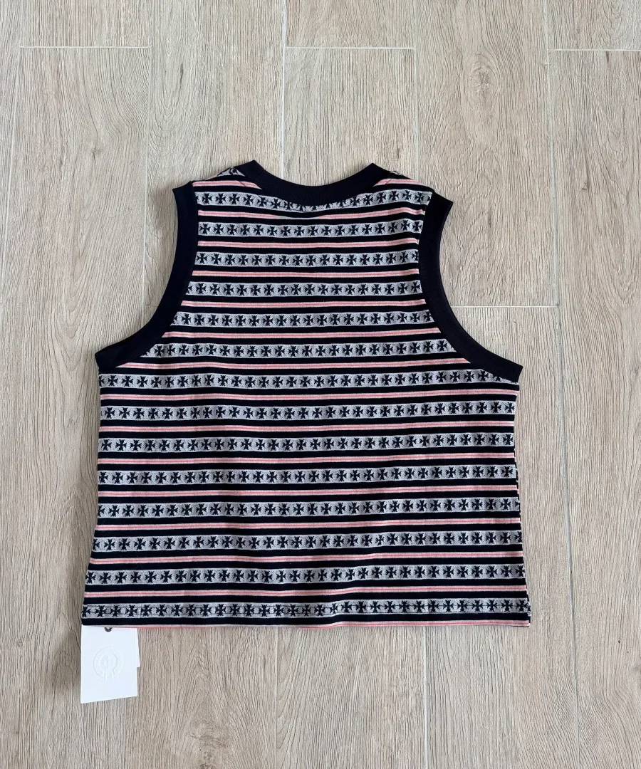 Черный топ Chrome Hearts в полоску, вид сзади
