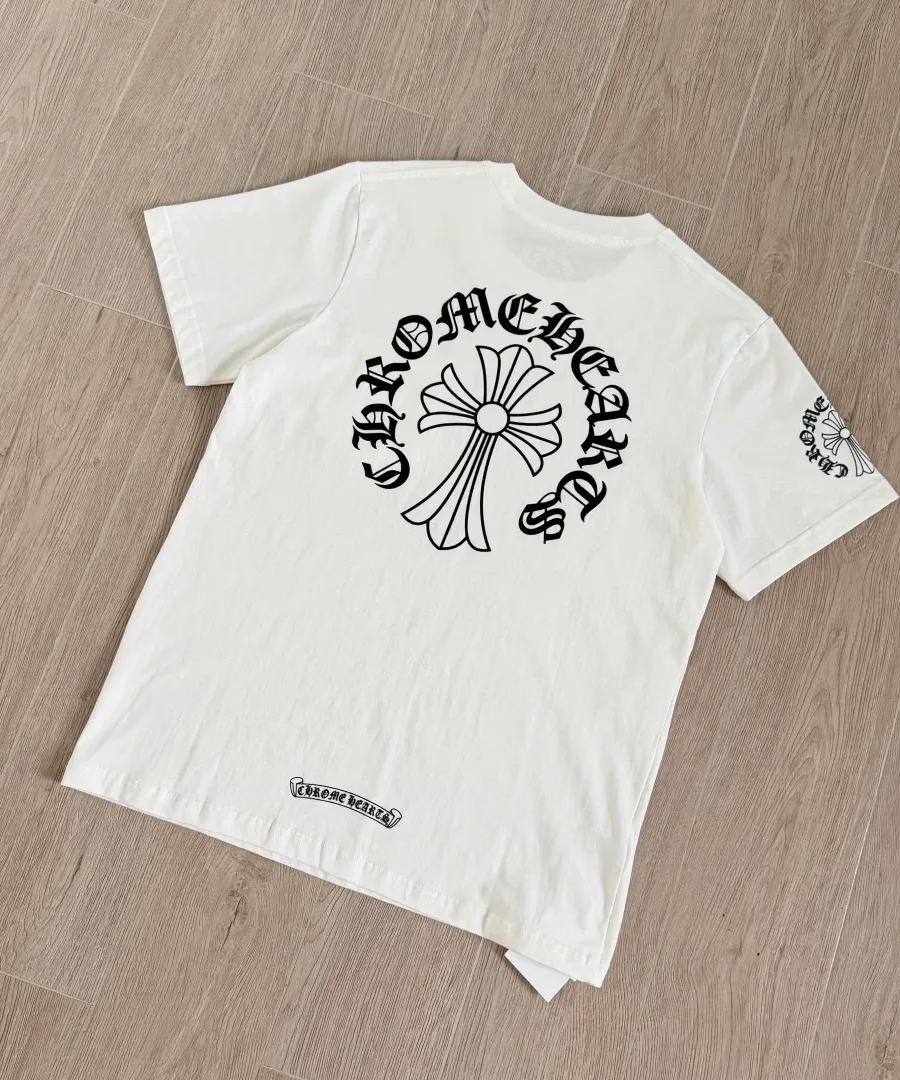Белая футболка Chrome Hearts с принтом на спине