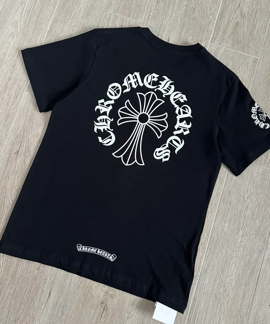 Черная футболка Chrome Hearts с принтом на спине