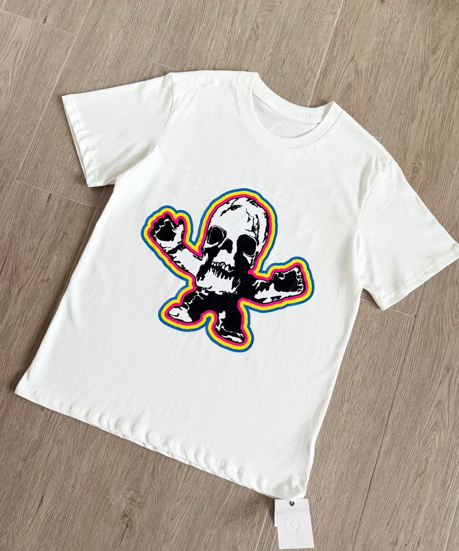 Белая футболка Chrome Hearts Foti Skull под углом