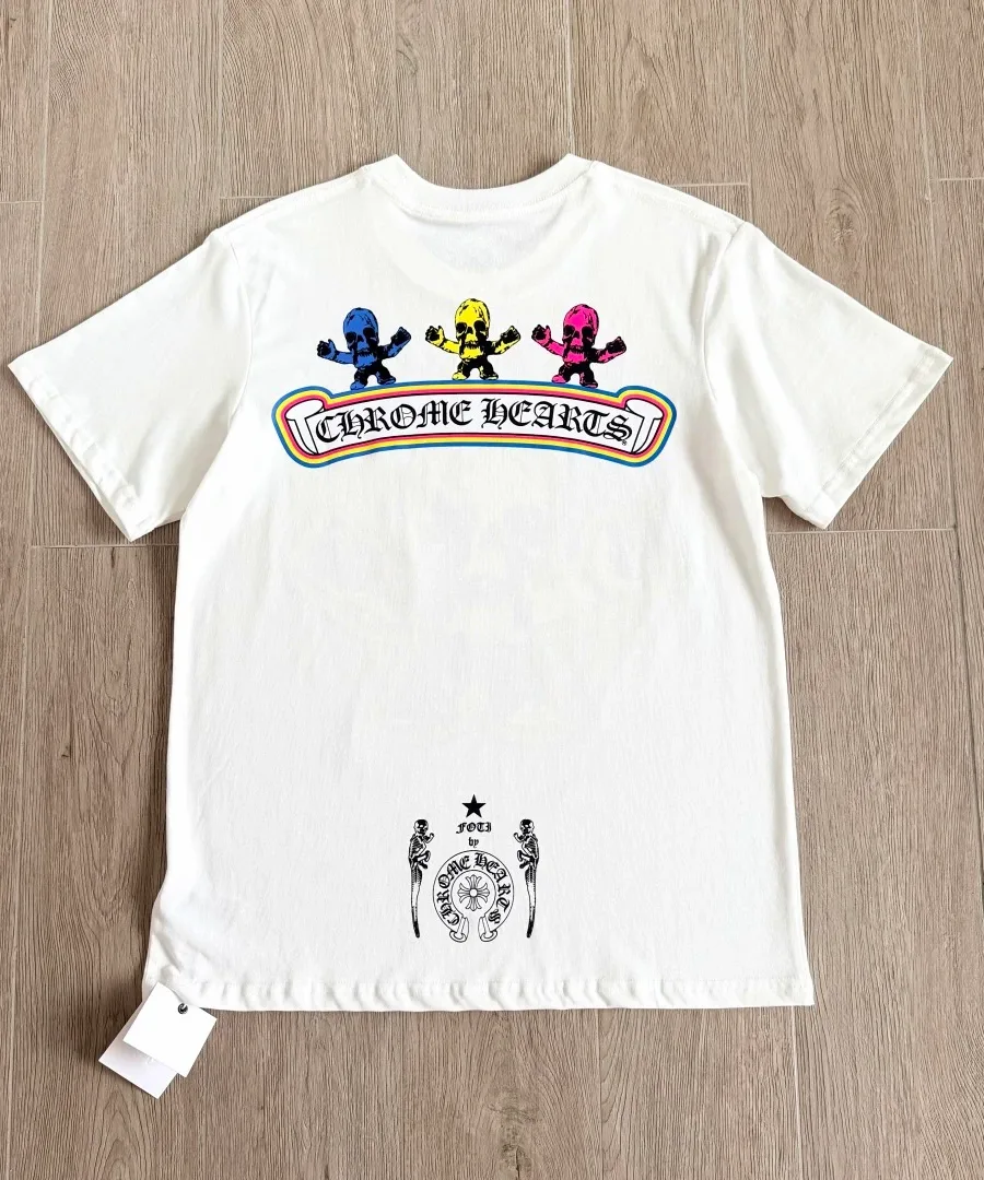 Белая футболка Chrome Hearts Foti Skull, вид сзади