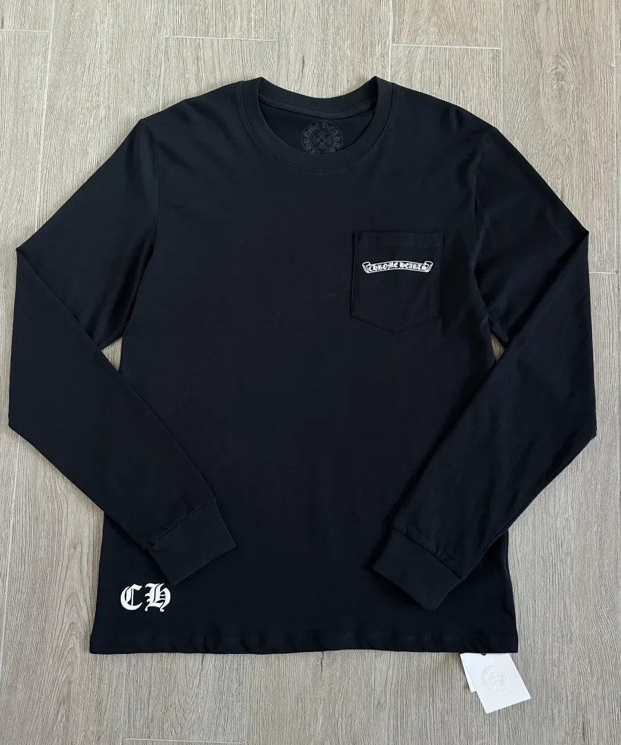 Черный лонгслив Chrome Hearts, вид спереди