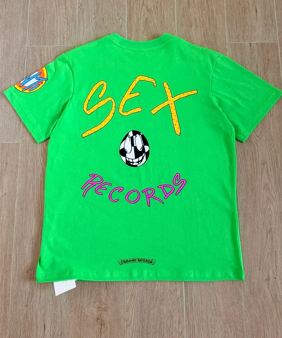 Зеленая футболка Chrome Hearts x Matty Boy Sex Records, вид сзади