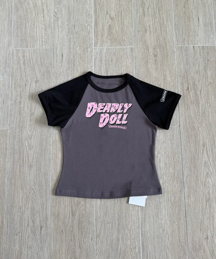 Женский топ-футболка Chrome Hearts x Deadly Doll, общий вид спереди