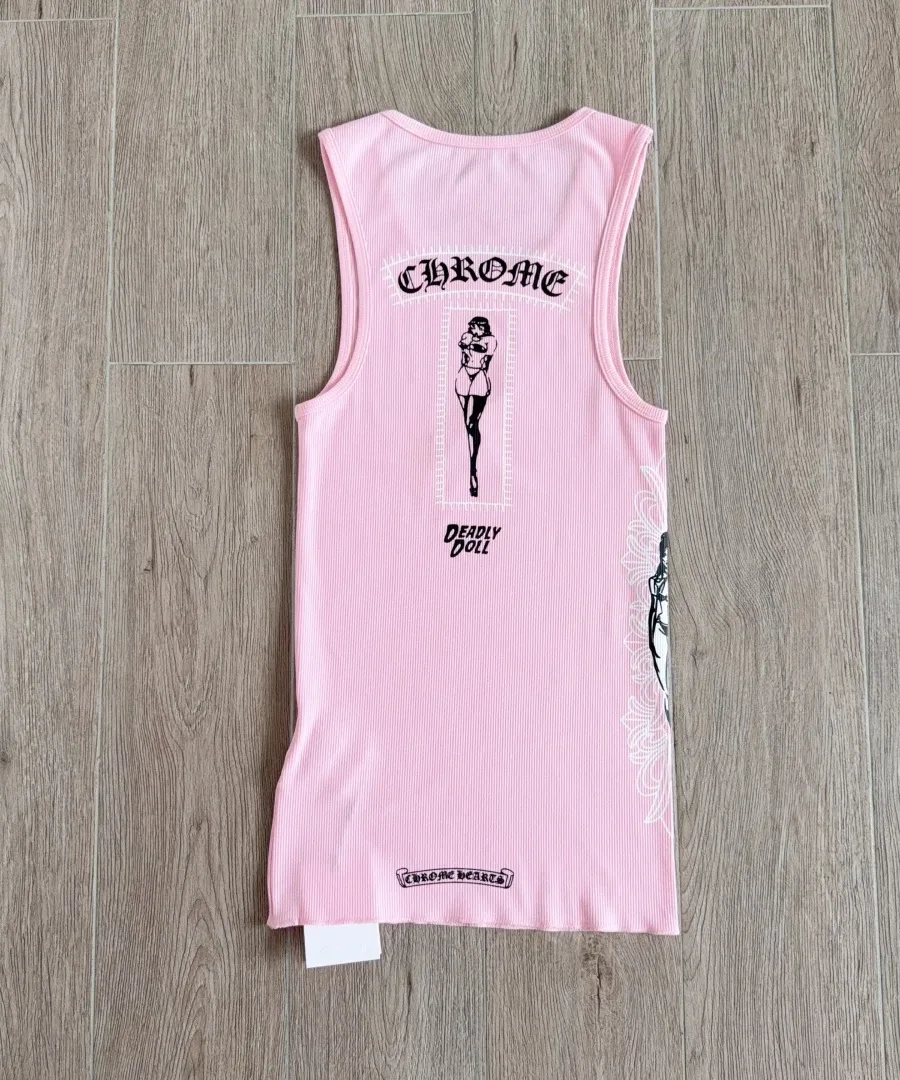 Розовое платье-майка Chrome Hearts Deadly Doll, вид сзади