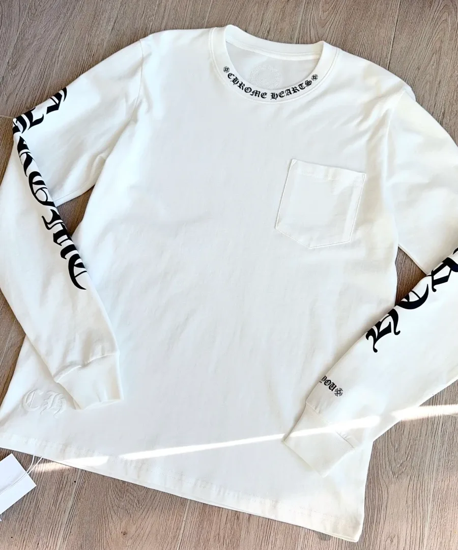 Белый хлопковый лонгслив Chrome Hearts, общий вид