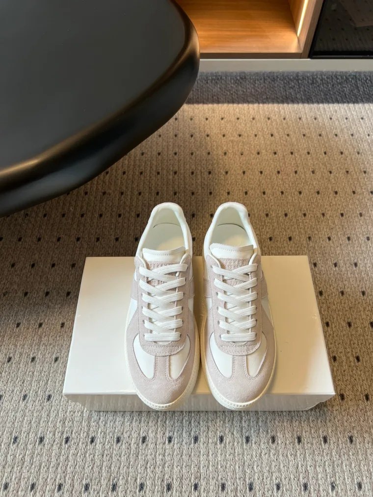 Maison Margiela Бело-бежевые кеды Replica на платформе